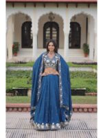 Teal Color Vichitra Silk Lehenga Choli