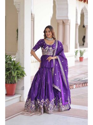 Purple Color Gold Crush Lehenga Choli
