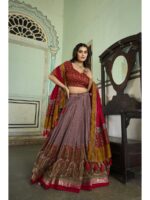 Onion Color Tussar Silk Lehenga Choli