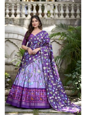 Lavender Color Tussar Silk Lehenga Choli