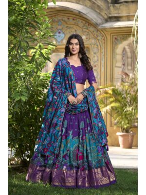Purple Color Tussar Silk Lehenga Choli