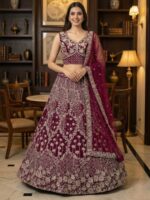 Burgundy Color Net Lehenga Choli