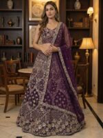Wine Color Net Lehenga Choli