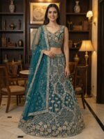 Firozi Color Net Lehenga Choli