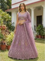 Purple Color Bridal Net Lehenga Choli