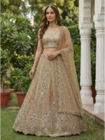 Beige Color Bridal Net Lehenga Choli