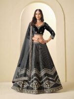 Black Color Ice Velvet Lehenga Choli