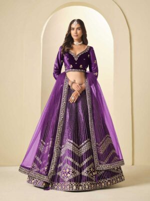 Purple Color Ice Velvet Lehenga Choli