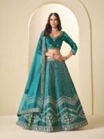 Sea Green Color Ice Velvet Lehenga Choli