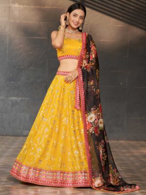 Yellow Color Georgette Lehenga Choli