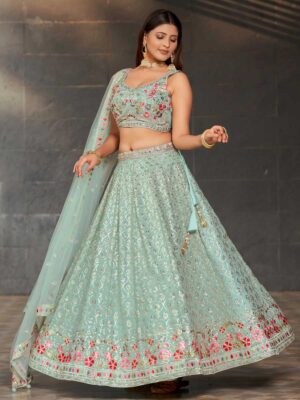 Sky Blue Color Georgette Lehenga Choli