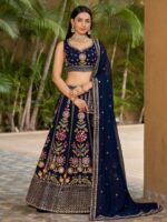 Nevy Blue Color Georgette Lehenga Choli