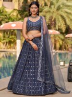 Grey Color Georgette Lehenga Choli