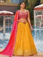 Yellow Color Georgette Lehenga Choli