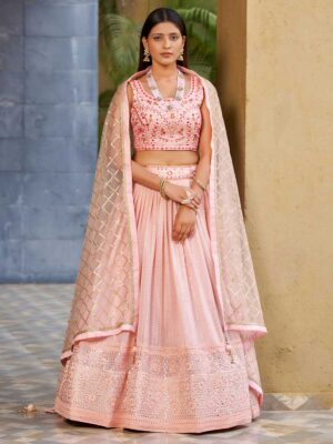 Pink Color Georgette Lehenga Choli