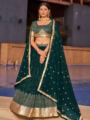Green Color Georgette Lehenga Choli