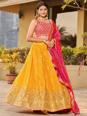 Yellow Color Georgette Lehenga Choli