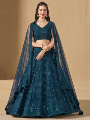 Teal Color Georgette Lehenga Choli