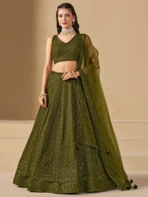 Mahendi Color Georgette Lehenga Choli