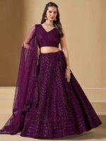 Wine Color Georgette Lehenga Choli