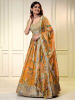 Orange Color Organza Lehenga Choli