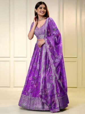 Purple Color Organza Lehenga Choli