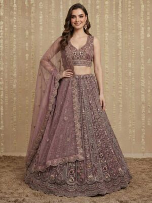 Onion Color Net Lehenga Choli