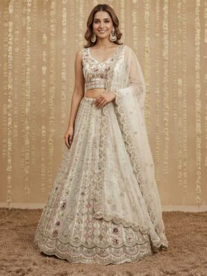 White Color Net Lehenga Choli
