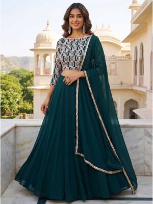 Green Color Georgette Lehenga Choli