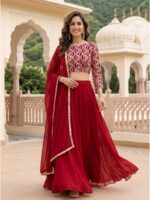 Red Color Georgette Lehenga Choli