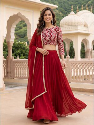 Red Color Georgette Lehenga Choli