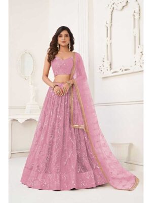Pink Color Butterfly Net Lehenga Choli