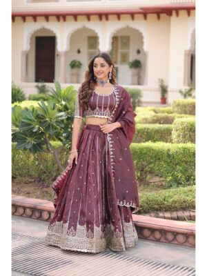 Brown Color Gold Crush Lehenga Choli