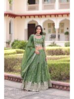 Green Color Gold Crush Lehenga Choli