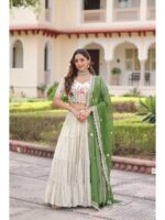 Off White Color Cosmoc Silk Lehenga Choli