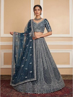 Teal Color Net Lehenga Choli