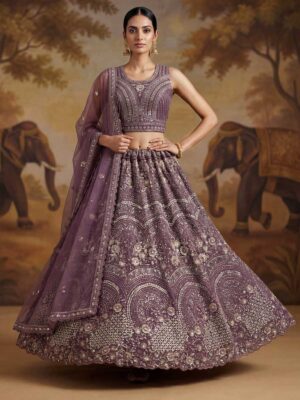 Purple Color Net Lehenga Choli