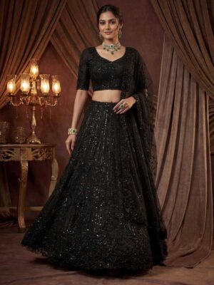 Black Color Satin Lehenga Choli