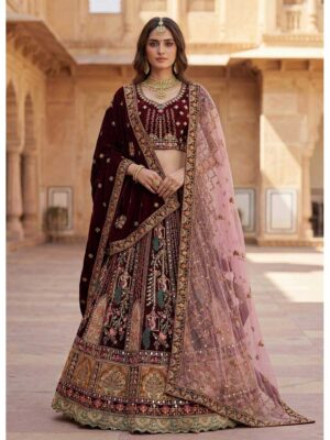 Dark Maroon Color Gadhwal Silk Lehenga Choli