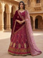 Pink Color Gadhwal Silk Lehenga Choli