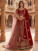 Red Color Gadhwal Silk Lehenga Choli