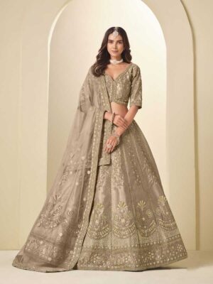 Grey Color Art Silk Lehenga Choli