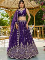 Voilet Color Satin Lehenga Choli