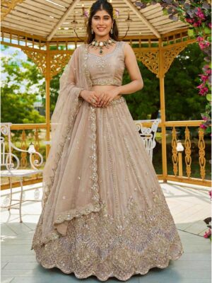 Beige Color Satin Lehenga Choli