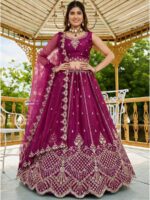 Pink Color Satin Lehenga Choli