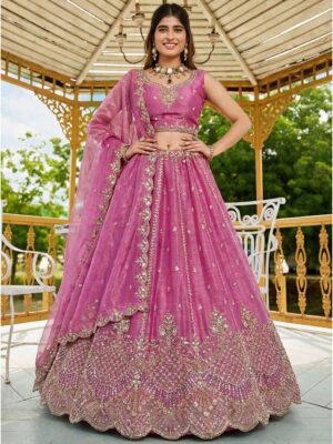 Pink Color Satin Lehenga Choli