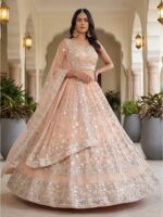 Peach Color Net Lehenga Choli