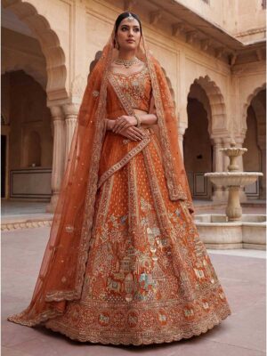 Orange Color Silk Lehenga Choli
