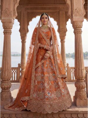 Orange Color Silk Lehenga Choli