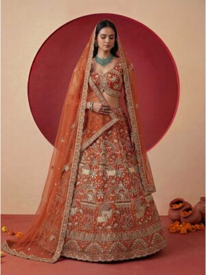 Orange Color Silk Lehenga Choli